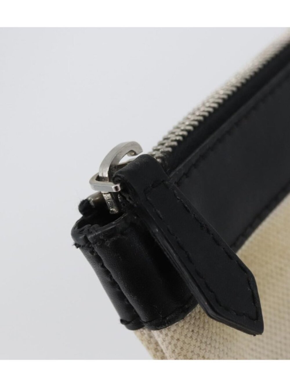 BALENCIAGA Navy clip M Clutch Bag Canvas Leather Beige Black 373834 - Picture 6 of 16